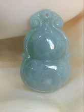 Load image into Gallery viewer, 10% OFF- Certified Natural Ice Jadeite Emerald Jade Tablet Translucent Gourd Pendant 《Grade A》0542