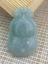 Load image into Gallery viewer, 10% OFF- Certified Natural Ice Jadeite Emerald Jade Tablet Translucent Gourd Pendant 《Grade A》0542