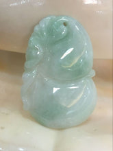 Load image into Gallery viewer, 10% OFF- Certified Natural Icy Jadeite Emerald Jade HandCarved Translucent Gourd Ruyi Pendant《Grade A》0593