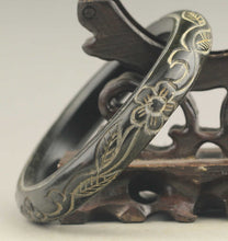 Load image into Gallery viewer, 10% OFF- 60/61/62mm Certified Natural Black Jadeite Emerald A*Jade HandCarved Bangle NO.D411