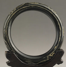 Load image into Gallery viewer, 10% OFF- 60/61/62mm Certified Natural Black Jadeite Emerald A*Jade HandCarved Bangle NO.D411