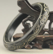 Load image into Gallery viewer, 10% OFF- 60/61/62mm Certified Natural Black Jadeite Emerald A*Jade HandCarved Bangle NO.D411