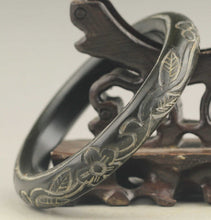 Load image into Gallery viewer, 10% OFF- 60/61/62mm Certified Natural Black Jadeite Emerald A*Jade HandCarved Bangle NO.D411