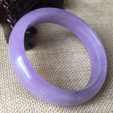 Load image into Gallery viewer, 10% OFF- 56/57/58mm Certified Natural Lavender Jadeite Emerald A*Jade HandCarved Bangle B082