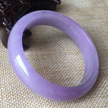 Load image into Gallery viewer, 10% OFF- 56/57/58mm Certified Natural Lavender Jadeite Emerald A*Jade HandCarved Bangle B082