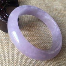 Load image into Gallery viewer, 10% OFF- 56/57/58mm Certified Natural Lavender Jadeite Emerald A*Jade HandCarved Bangle L005