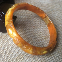 Load image into Gallery viewer, 10% OFF- 54/55/56mm Certified Natural Yellow Jadeite Emerald A*Jade HandCarved Ruyi Flower Bangle B118