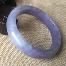 Load image into Gallery viewer, 10% OFF- 56/57/58mm Certified Natural Lavender Jadeite Emerald A*Jade HandCarved Bangle B113