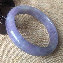 Load image into Gallery viewer, 10% OFF- 56/57/58mm Certified Natural Lavender Jadeite Emerald A*Jade HandCarved Bangle B113