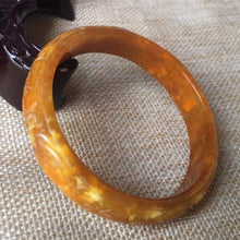 Load image into Gallery viewer, 10% OFF- 55/56/57mm Certified Natural Yellow Jadeite Emerald A*Jade HandCarved Ruyi Flower Bangle L031