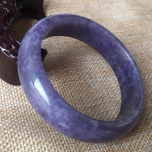 Load image into Gallery viewer, 10% OFF- 55/56/57mm Certified Natural Lavender Jadeite Emerald A*Jade HandCarved Bangle L036