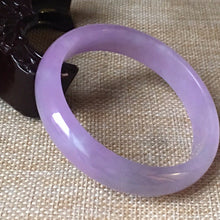Load image into Gallery viewer, 10% OFF- 57/58/59mm Certified Natural Lavender Jadeite Emerald A*Jade HandCarved Bangle L061