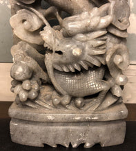 Load image into Gallery viewer, 6.50'' Height-Chinese Antique Genuine Natural Gray Jade HandCarved Lucky Dragon Pearl Statue