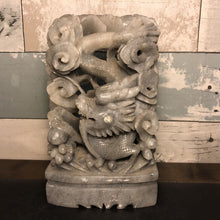 Load image into Gallery viewer, 6.50'' Height-Chinese Antique Genuine Natural Gray Jade HandCarved Lucky Dragon Pearl Statue