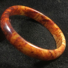 Load image into Gallery viewer, 10% OFF- 58/59/60 mm Certified Natural Red Yellow Jadeite Emerald A*Jade HandCarved Ruyi Flower Bangle A042