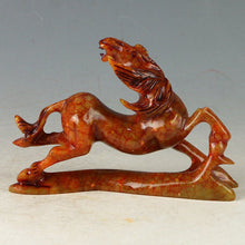 Load image into Gallery viewer, 6.14''L-Chinese Antique Genuine Natural Red Jade HandCarved Lucky Horse Statue