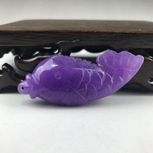 Load image into Gallery viewer, 10% OFF- Certified Natural Purple Jadeite Emerald Jade HandCarved Gold Fish Pendant《Grade A》A238