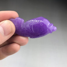 Load image into Gallery viewer, 10% OFF- Certified Natural Purple Jadeite Emerald Jade HandCarved Gold Fish Pendant《Grade A》A238