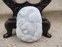 Load image into Gallery viewer, 10% OFF- Certified Natural White Emerald Jade HandCarved Translucent Tiger Pendant《Grade A》