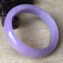 Load image into Gallery viewer, 10% OFF- 56/57/58mm Certified Natural Lavender Jadeite Emerald A*Jade HandCarved Bangle B082