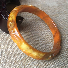 Load image into Gallery viewer, 10% OFF- 54/55/56mm Certified Natural Yellow Jadeite Emerald A*Jade HandCarved Ruyi Flower Bangle B118