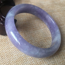 Load image into Gallery viewer, 10% OFF- 56/57/58mm Certified Natural Lavender Jadeite Emerald A*Jade HandCarved Bangle B113