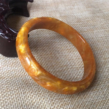 Load image into Gallery viewer, 10% OFF- 55/56/57mm Certified Natural Yellow Jadeite Emerald A*Jade HandCarved Ruyi Flower Bangle L031