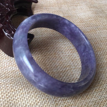 Load image into Gallery viewer, 10% OFF- 55/56/57mm Certified Natural Lavender Jadeite Emerald A*Jade HandCarved Bangle L036