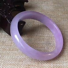Load image into Gallery viewer, 10% OFF- 57/58/59mm Certified Natural Lavender Jadeite Emerald A*Jade HandCarved Bangle L061