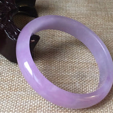 Load image into Gallery viewer, 10% OFF- 57/58/59mm Certified Natural Lavender Jadeite Emerald A*Jade HandCarved Bangle L061