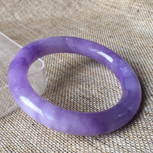 Load image into Gallery viewer, 10% OFF- 57/58/59mm Certified Natural Lavender Jadeite Emerald A*Jade HandCarved Bangle L083