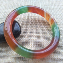 Load image into Gallery viewer, 10% OFF- 55/56/57mm Certified Natural 3 Color Jadeite Emerald A*Jade HandCarved Bangle A146
