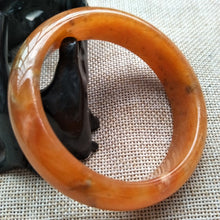 Load image into Gallery viewer, 10% OFF- 57/58/59mm Certified Natural Red Yellow Jadeite Emerald A*Jade Handcarved Bangle W558