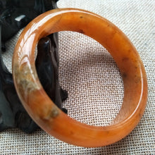 Load image into Gallery viewer, 10% OFF- 57/58/59mm Certified Natural Red Yellow Jadeite Emerald A*Jade Handcarved Bangle W558