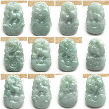 Load image into Gallery viewer, 10% OFF- Certified Natural Burma Jadeite Emerald A*Jade Handcarved 12 Chinese Zodiac Pendant with free necklace rope in gift box
