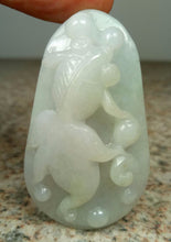 Load image into Gallery viewer, 10% OFF- Certified Natural Jadeite Emerald A*Jade HandCarved Gold Fish Pendant W0033