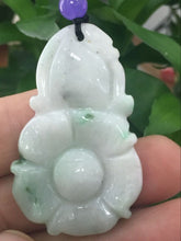 Load image into Gallery viewer, 10% OFF- Certified Natural Icy Jadeite Emerald A*Jade HandCarved Flower Pendant W117