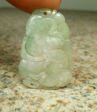 Load image into Gallery viewer, 10% OFF- Certified Natural Icy Jadeite Emerald A*Jade HandCarved Bat Fish Lotus Pendant W326