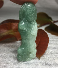 Load image into Gallery viewer, 10% OFF- Certified Natural Oily Jadeite Emerald A*Jade HandCarved Guanyin Ruyi Pendant W209