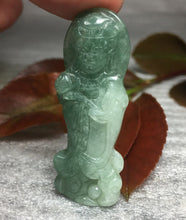 Load image into Gallery viewer, 10% OFF- Certified Natural Oily Jadeite Emerald A*Jade HandCarved Guanyin Ruyi Pendant W209