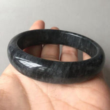 Load image into Gallery viewer, 10% OFF- 58/59/60mm Certified Natural Black Fluttering flower Emerald A*Jade HandCarved Bangle A1940