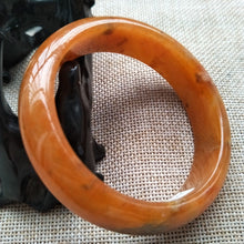 Load image into Gallery viewer, 10% OFF- 57/58/59mm Certified Natural Red Yellow Jadeite Emerald A*Jade Handcarved Bangle W558