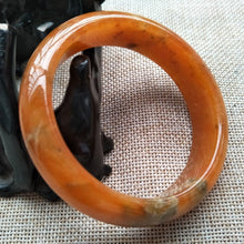 Load image into Gallery viewer, 10% OFF- 57/58/59mm Certified Natural Red Yellow Jadeite Emerald A*Jade Handcarved Bangle W558