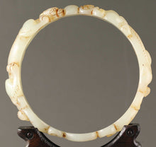 Load image into Gallery viewer, 10% OFF- 76/77/78mm Certified China Natural Hetain Emerald A*Jade HandCaved Double Dragons Hollowed Out Bangle BIG NO.270