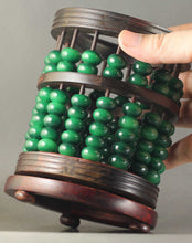 Load image into Gallery viewer, 5.4''H-Chinese Genuine Natural Green Jadeite Emerald A*Jade HandCarved Abacus Can Be A Pen Container Can Rotate 转运珠