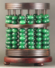 Load image into Gallery viewer, 5.4''H-Chinese Genuine Natural Green Jadeite Emerald A*Jade HandCarved Abacus Can Be A Pen Container Can Rotate 转运珠