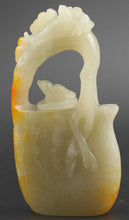 Load image into Gallery viewer, 4.5inch Chinese Antique Genuine Natural White Jade HandCarved Bird Flower Wine Pot Statue
