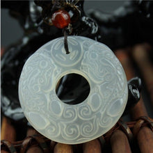 Load image into Gallery viewer, 10% OFF- Certified Natural Jadeite Emerald A*Jade HandCarved Peace Buckle Dragon Pendant