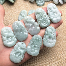 Load image into Gallery viewer, 10% OFF- Certified Natural Burma Jadeite Emerald A*Jade Handcarved 12 Chinese Zodiac Pendant with free necklace rope in gift box