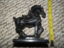 Load image into Gallery viewer, 4.87in H-Vintage Chinese Antique Genuine Natural Black Jade HandCarved Lucky Magnificent Inspired Horse Sculpture Statue